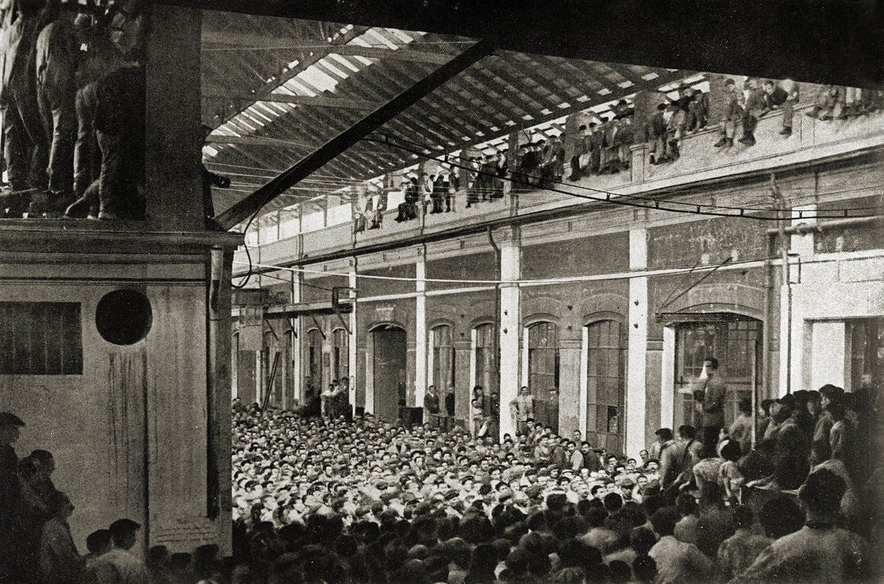 Workers Assembled in a Factory in Turin During Biennio Rosso in 1920, History of the Workers