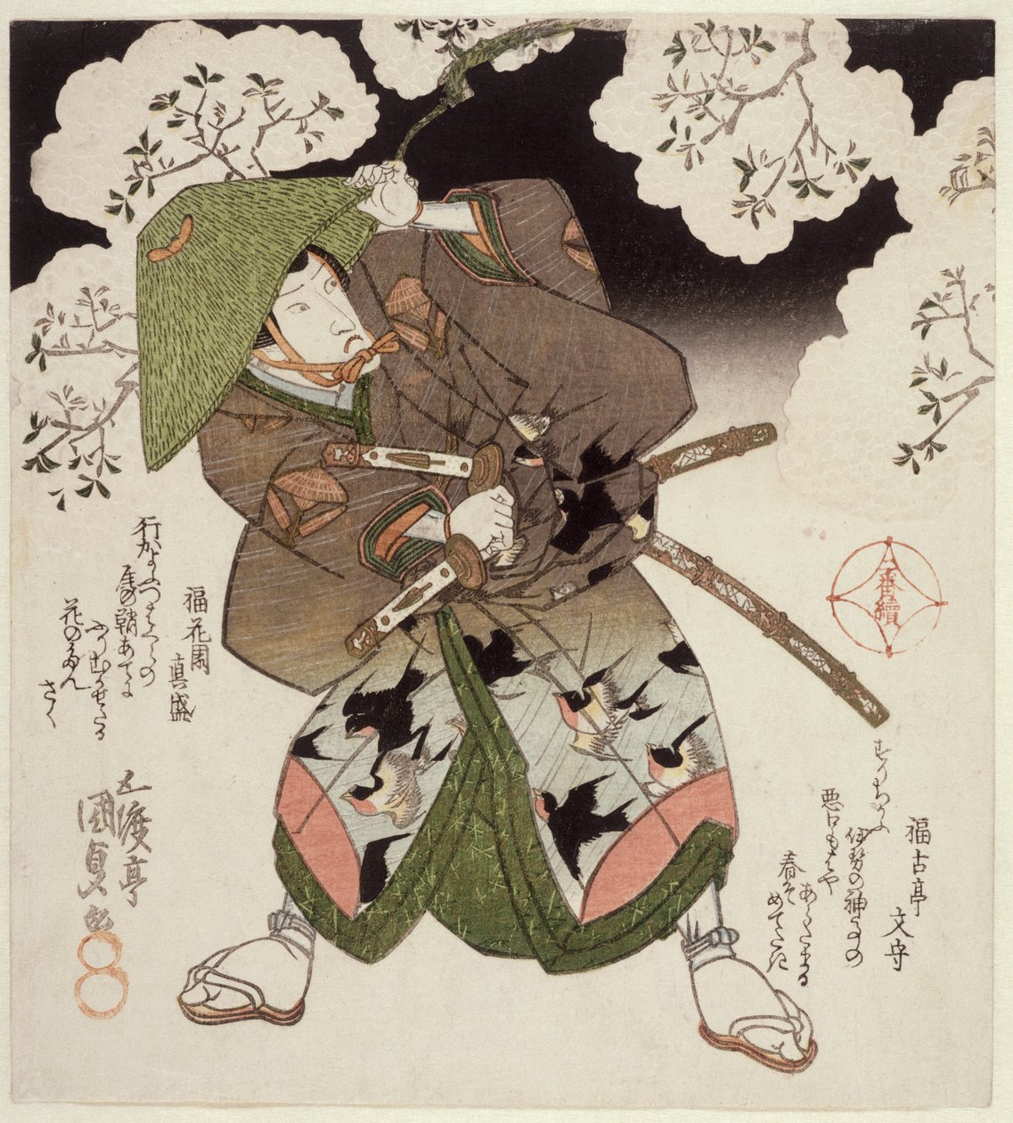 Onoe Kikugoro III as Nagoya in Sato no haru meibutsu amigasa by Utagawa Kunisada