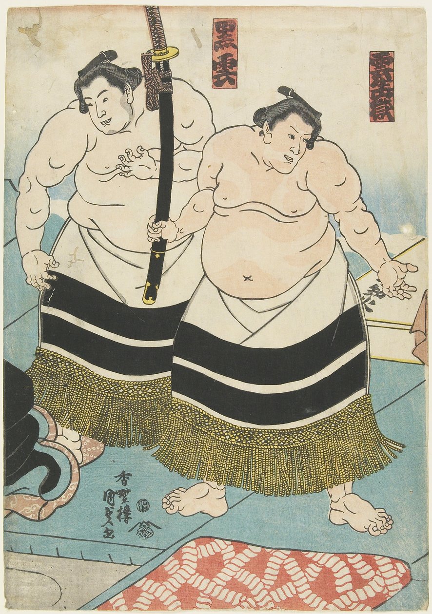 The Wrestlers Unjo_dake and Kurokumo (1843-1847) by Utagawa Kunisada