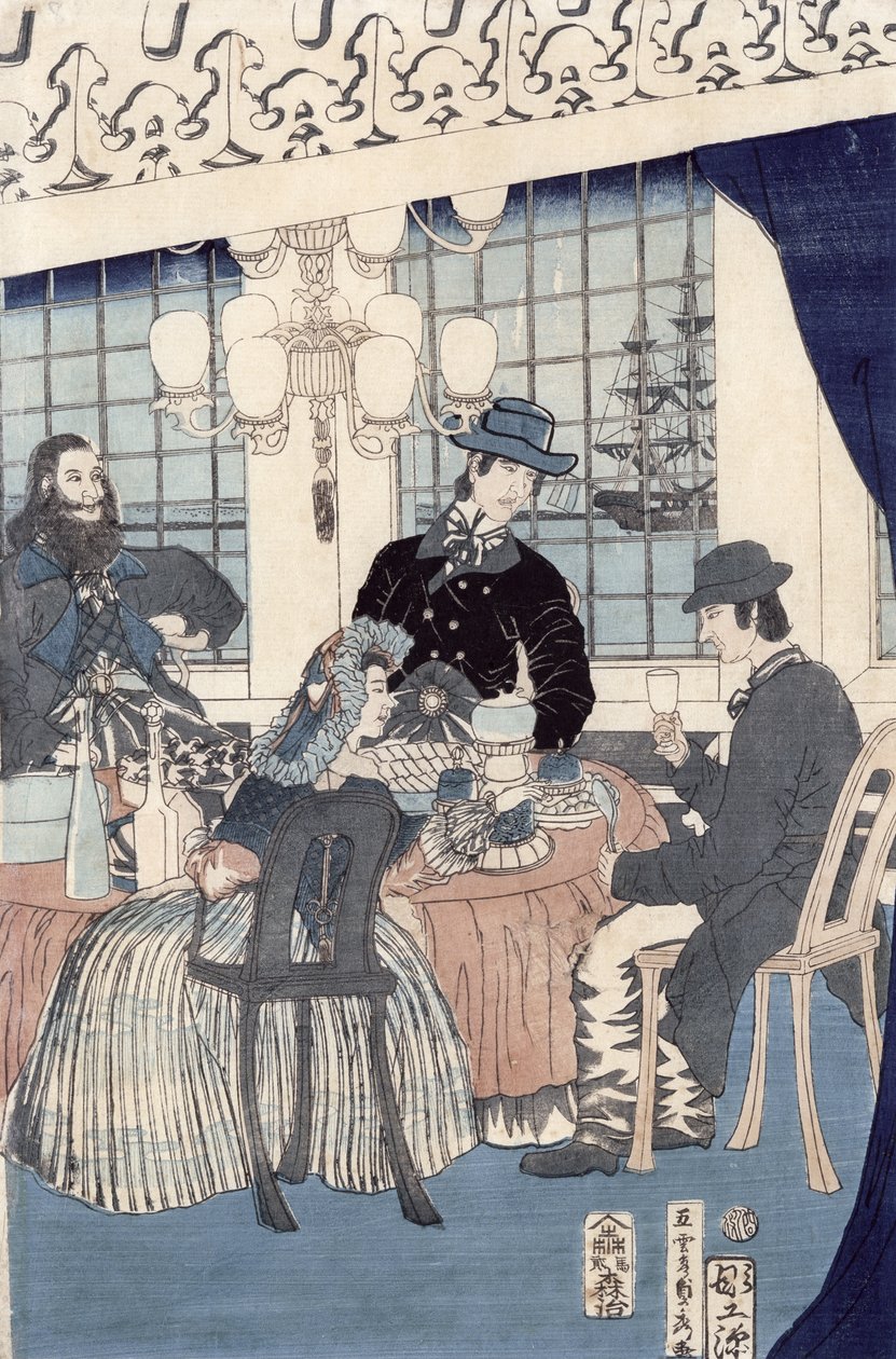 The salon of a house of foreign merchants at Yokohama by Utagawa Sadahide