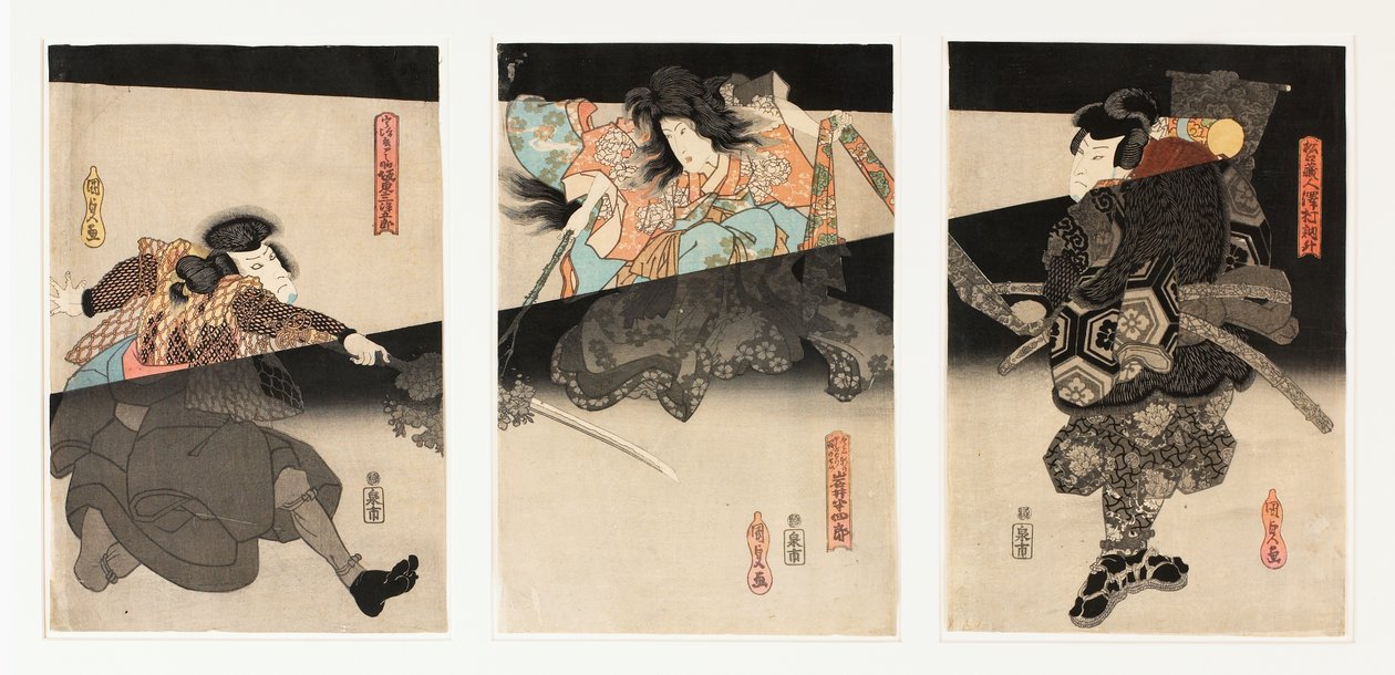 Cherry Spirit Triptych by Utagawa (1786-1865) Kunisada