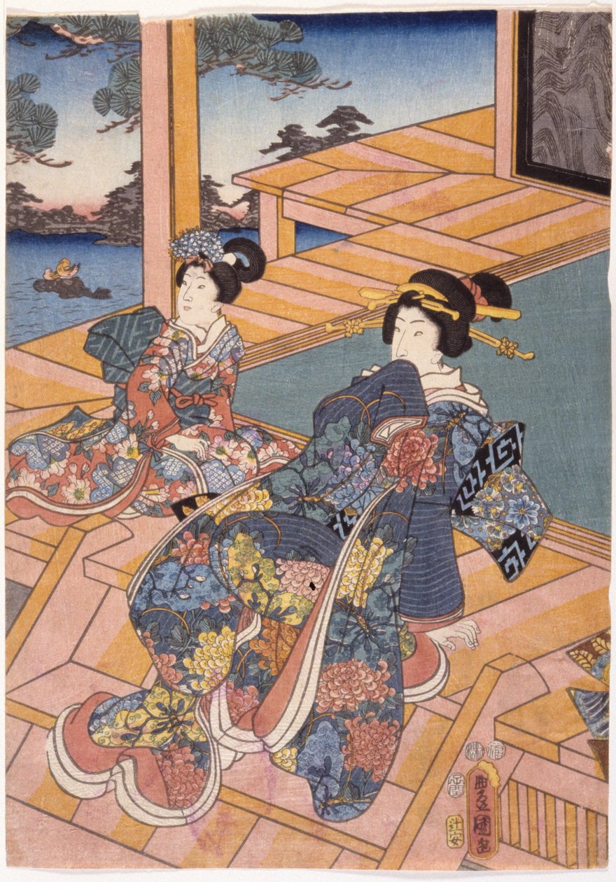 Two Ladies On A Terrace by Utagawa (1786 1865) Kunisada