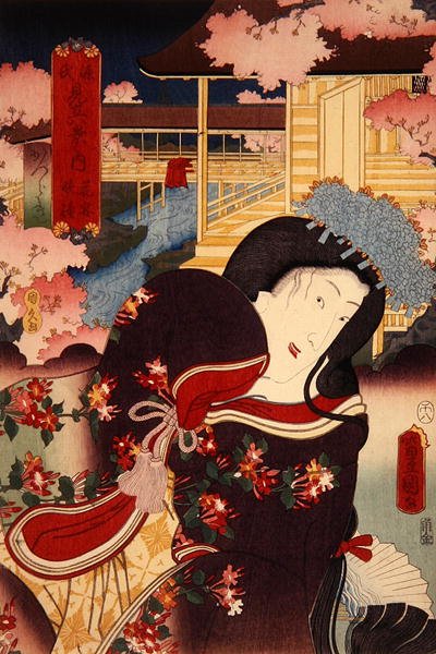 Flower Banquet, Evening Bell: Katsuragi, c.1808-58 by Utagawa Kunisada