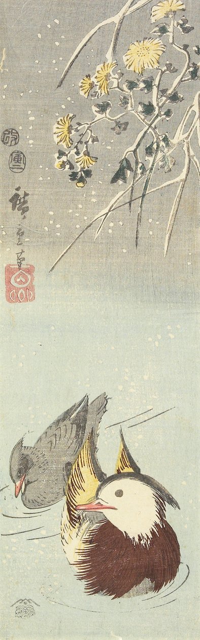 Chrysanthemum and Mandarin Ducks, February 1854 by Utagawa Hiroshige