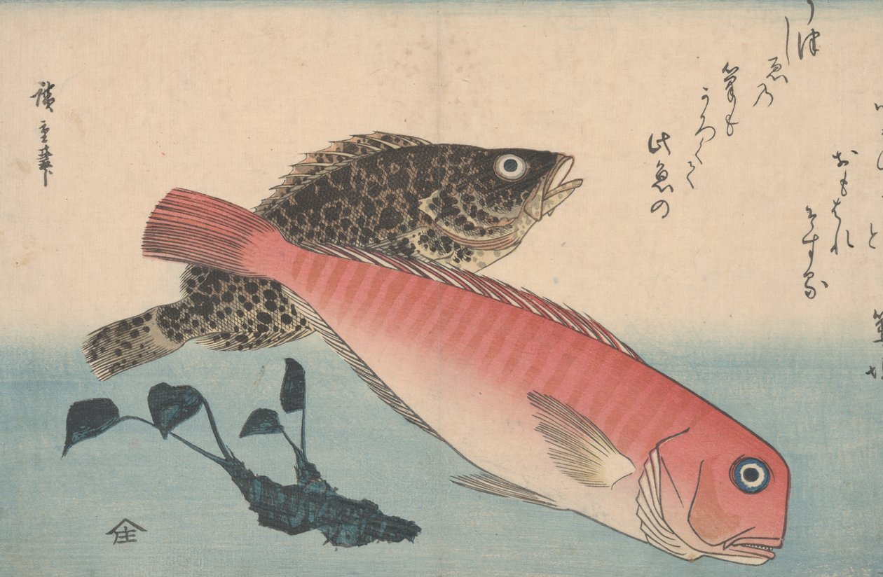 Amadai, Mebaru and Wasabi Root by Utagawa Hiroshige