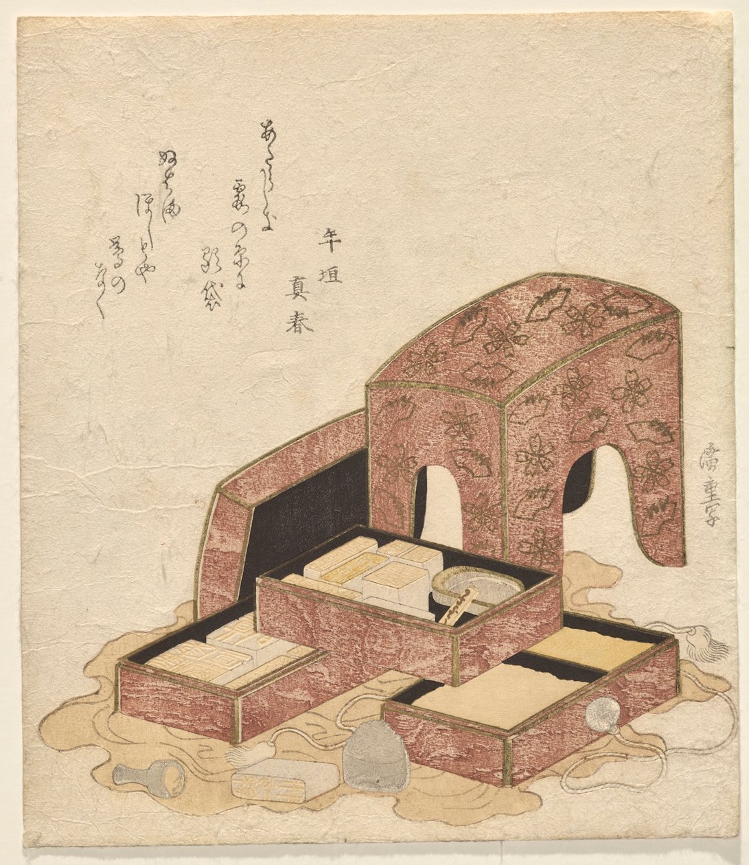 Calligraphy Set with Trays of Various Seals by Utagawa Hiroshige
