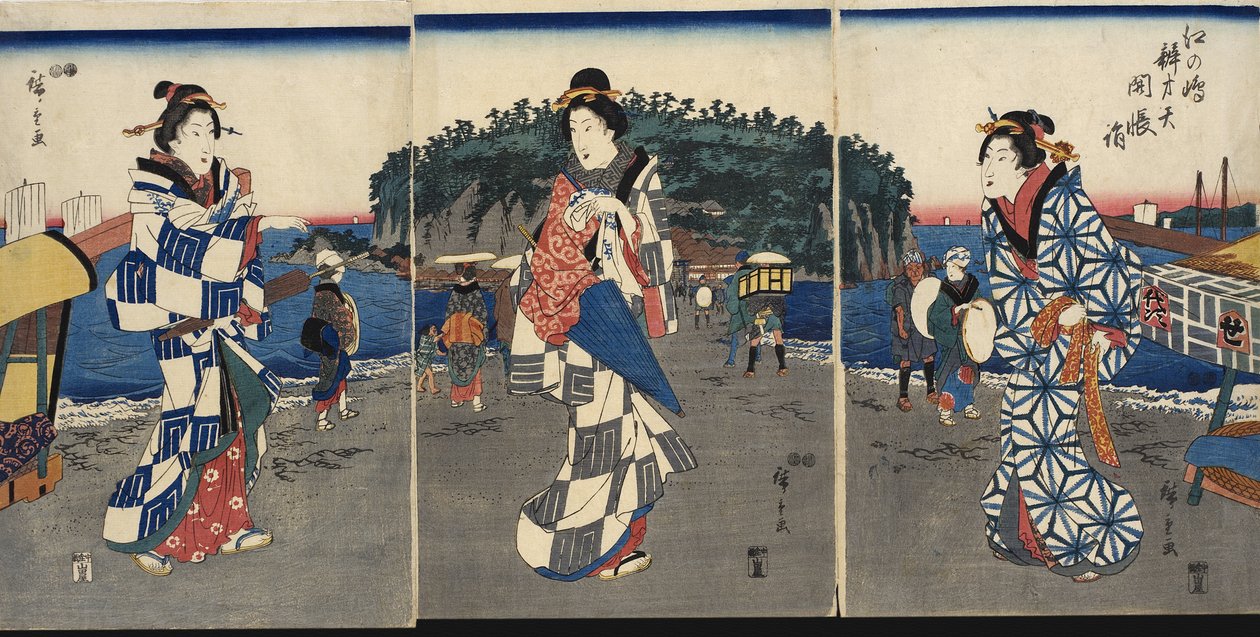 Ceremony Unveiling the Icon at Benzaiten, Enoshima by Utagawa Hiroshige