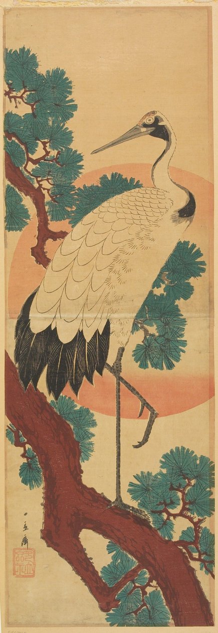 Crane, Pine, and Sun by Utagawa Hiroshige