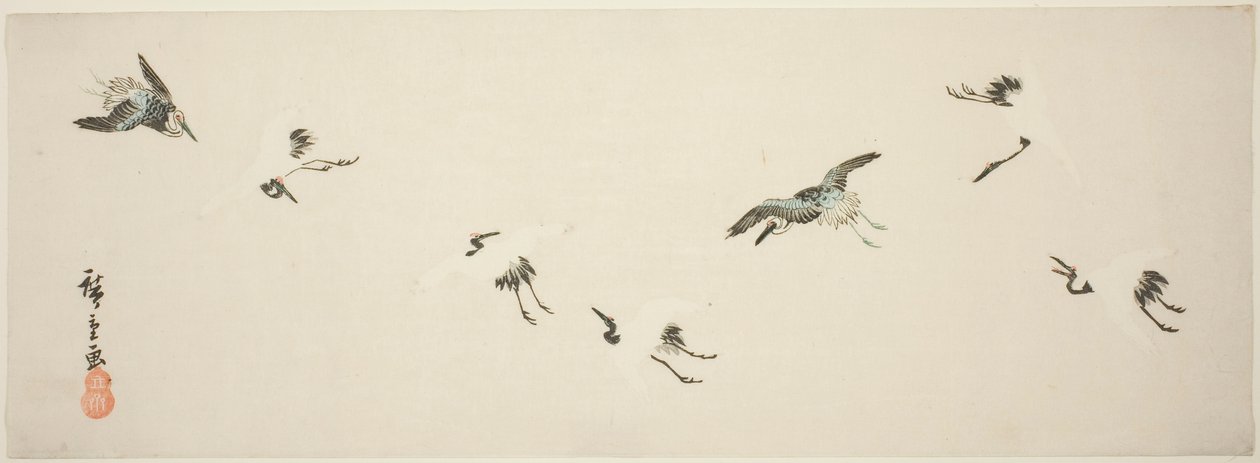 Cranes in Flight by Utagawa Hiroshige