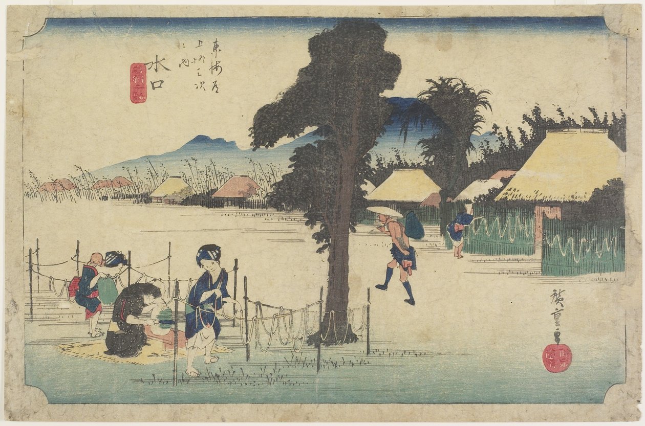 Drying Gourd Shavings, Minakuchi, c. 1833 by Utagawa Hiroshige