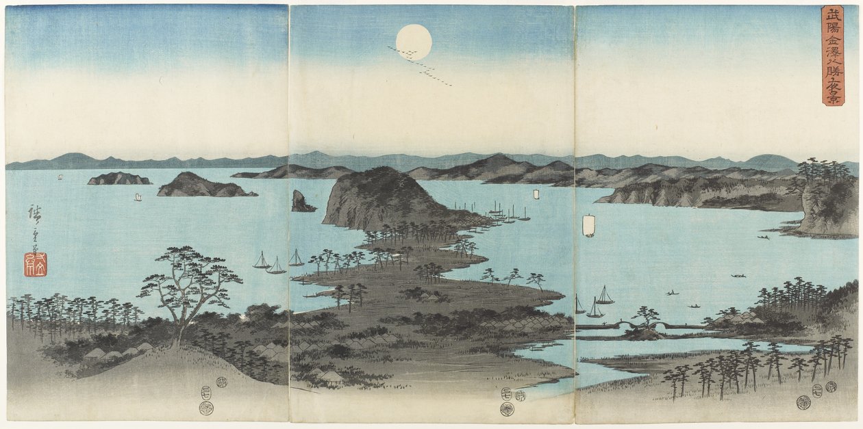 Eight Views of Kanazawa in Musashi Province at Night, July 1857 by Utagawa Hiroshige