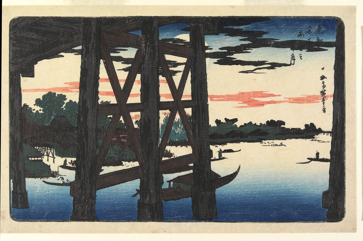 Evening Moon at Ryogoku Bridge by Utagawa Hiroshige
