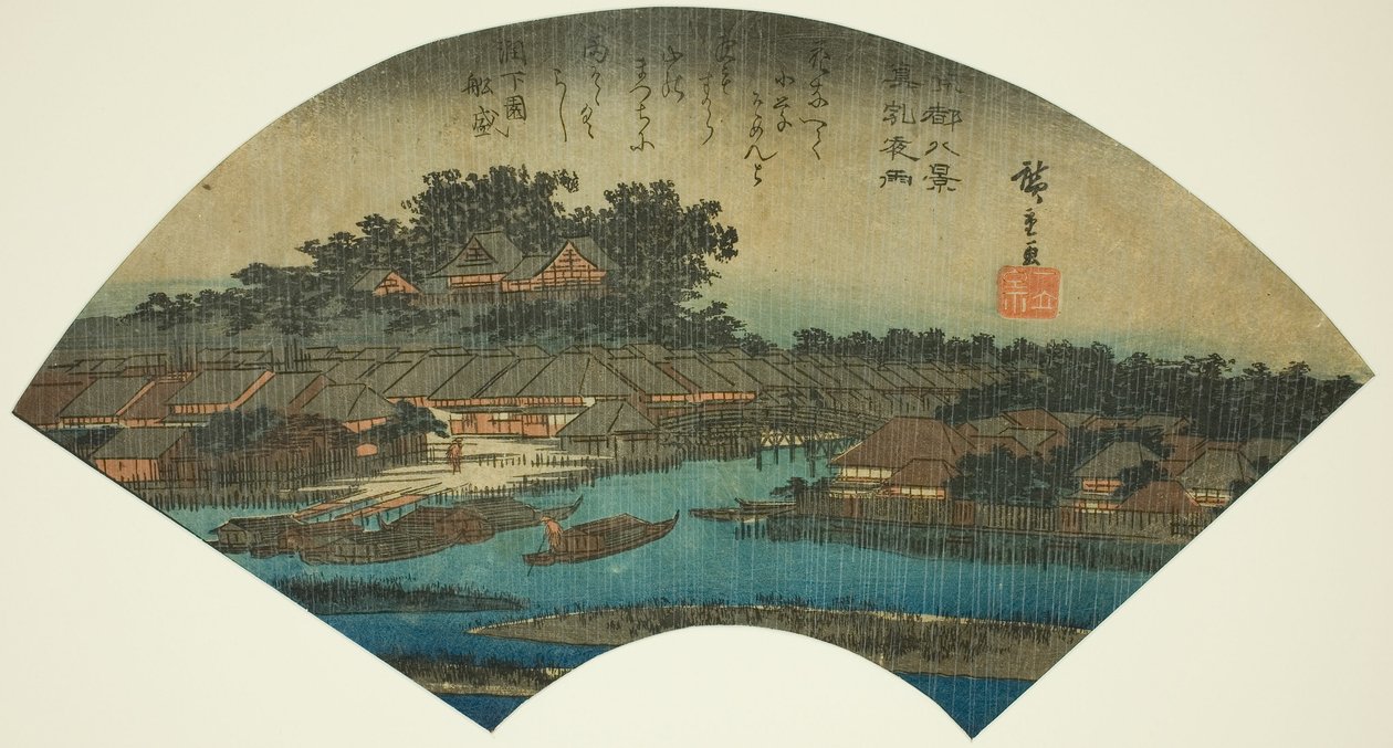 Evening Rain at Matsuchiyama, from the series Eight Views of the Eastern Capital by Utagawa Hiroshige