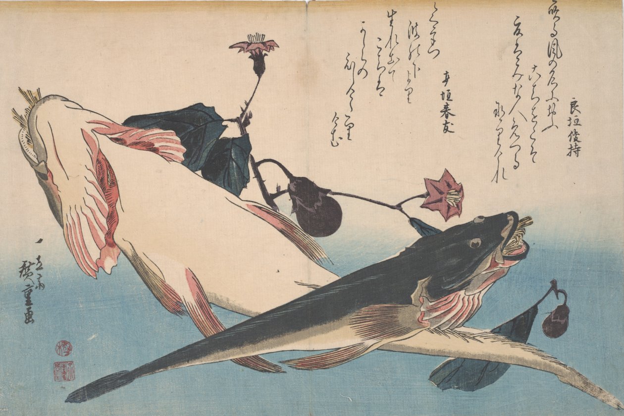 Flatheads and Eggplant, c.1830 by Utagawa Hiroshige