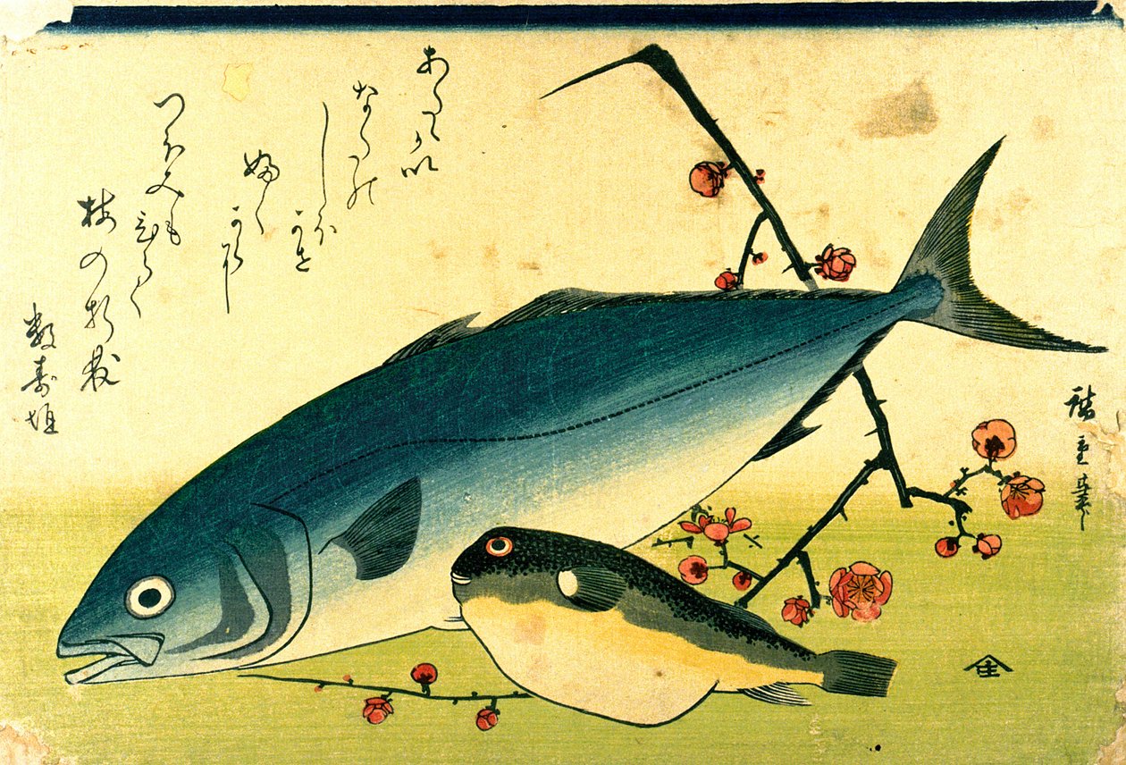 A Shoal of Fishes: Fugu and Yellowtail by Utagawa Hiroshige