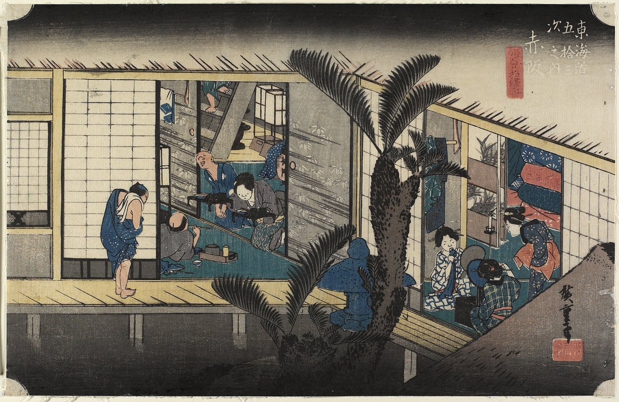 Inn with Serving-Maids, Akasaka by Utagawa Hiroshige