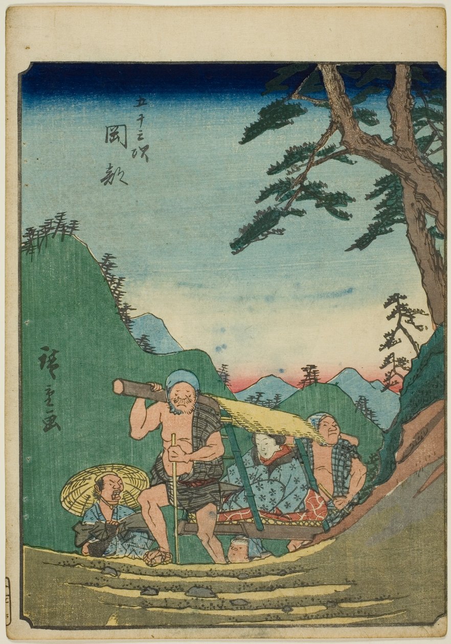 Okabe, from the series "Fifty-three Stations [of the Tokaido]," also known as the Figure Tokaido by Utagawa Hiroshige