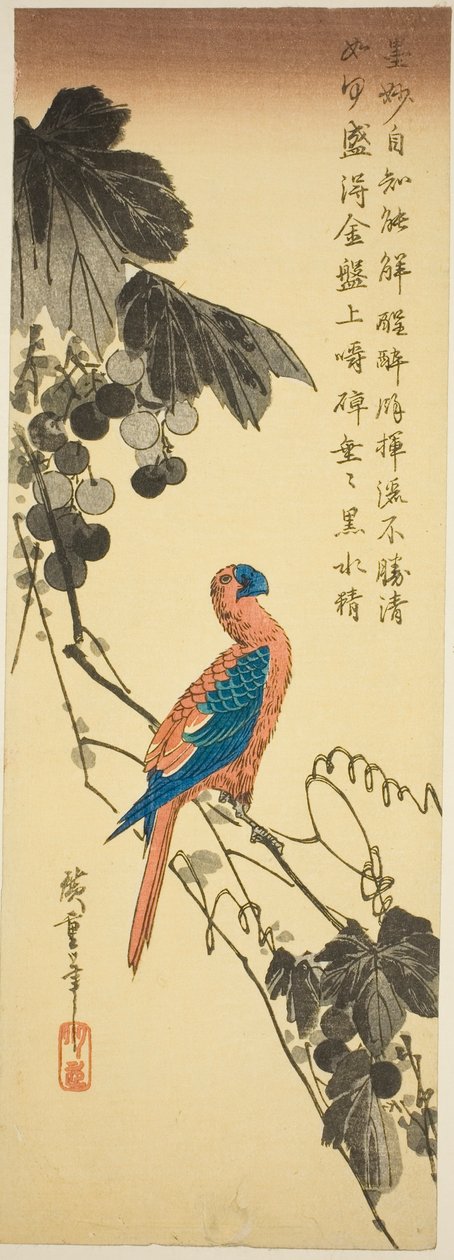 Parrot on a Grapevine by Utagawa Hiroshige