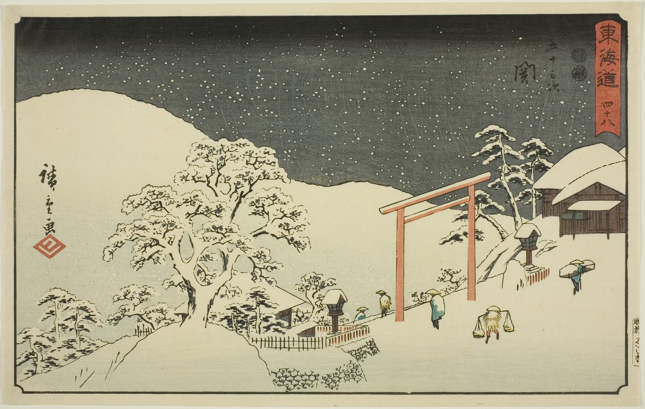 Seki—No. 48, from the series "Fifty-three Stations of the Tokaido," also known as the Reisho Tokaido by Utagawa Hiroshige