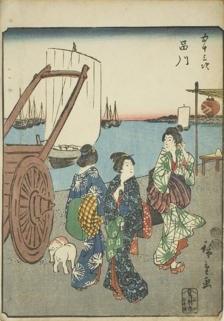 Shinagawa, from the series "Fifty-three Stations [of the Tokaido]," also known as the Figure Tokaido by Utagawa Hiroshige