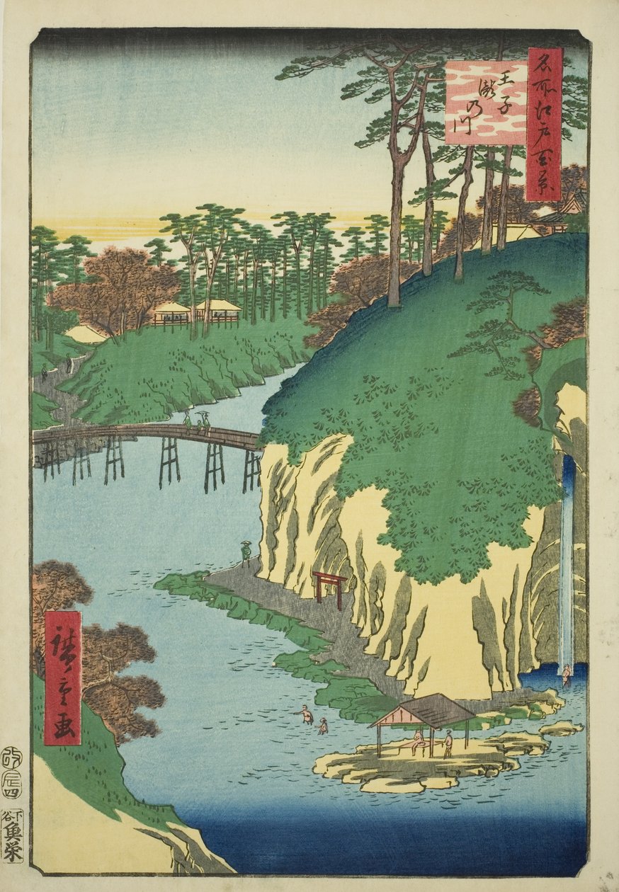 The River of Waterfalls at Oji, from the series "One Hundred Famous Views of Edo" by Utagawa Hiroshige