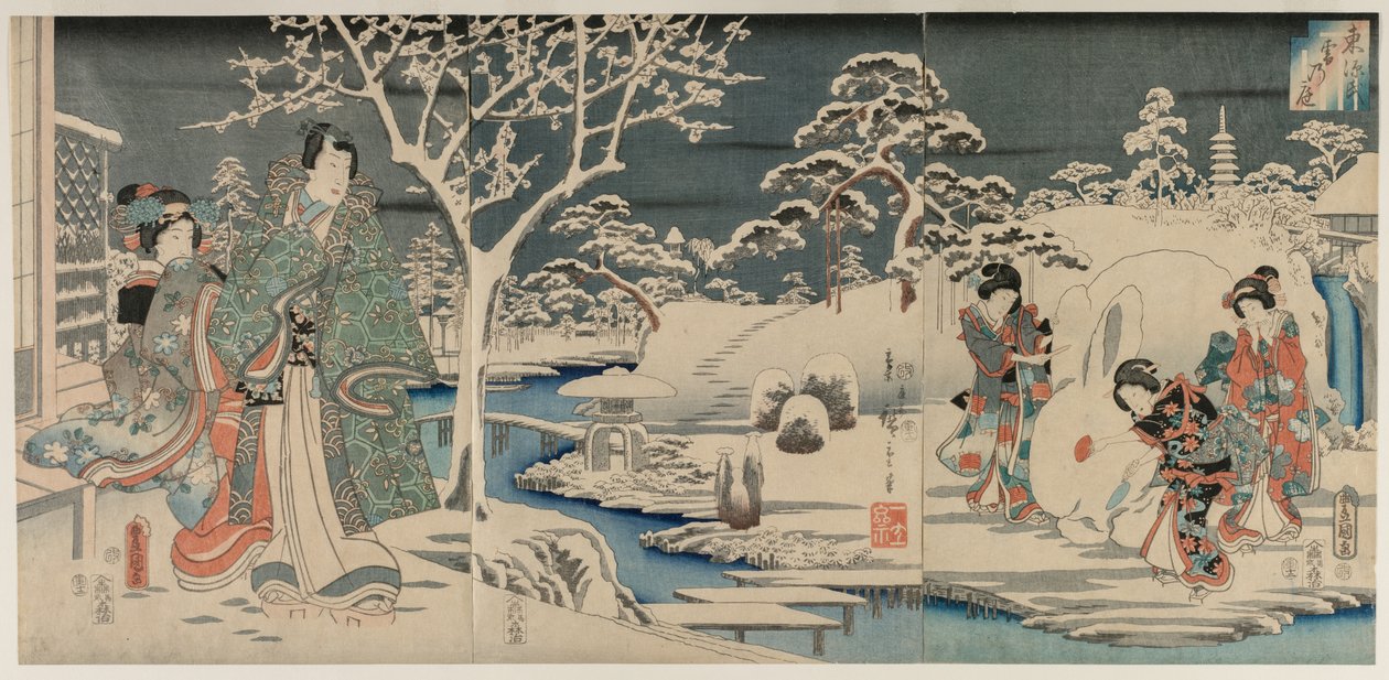The Snowy Garden, 1854 by Utagawa Hiroshige