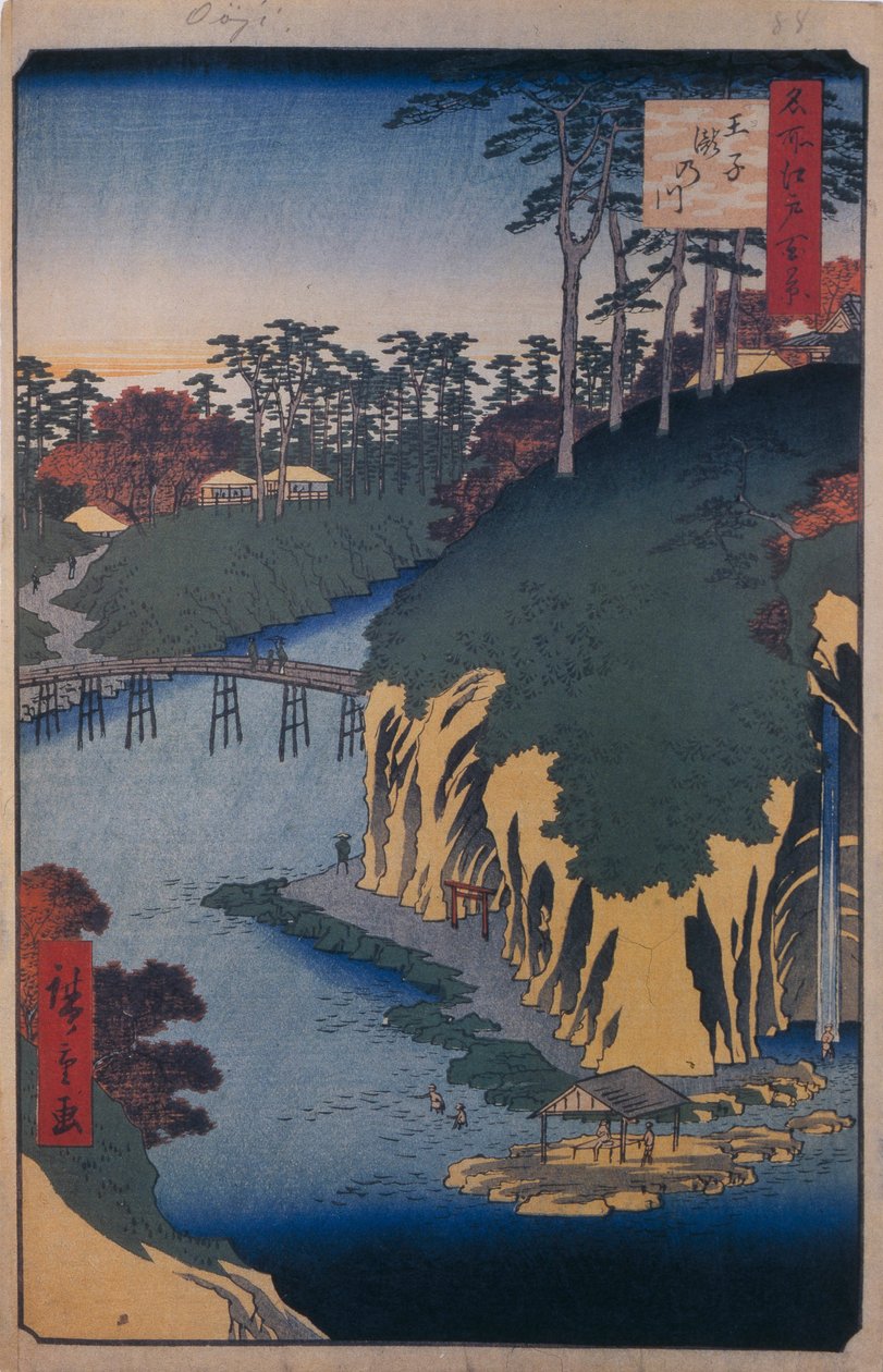 The Takinogawa in Oji, One Hundred Famous Views of Edo, 1856-1858 by Utagawa Hiroshige