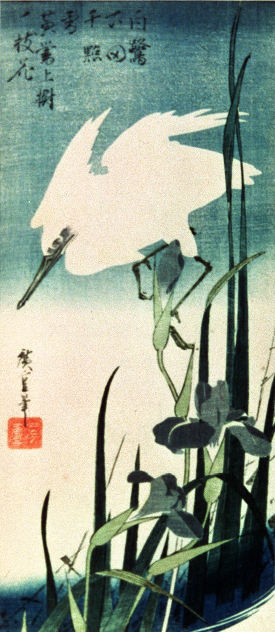 White Heron and Iris by Utagawa Hiroshige