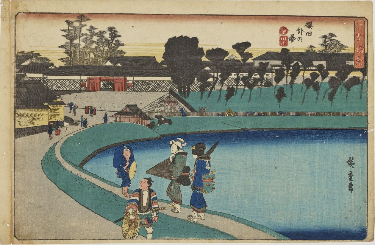 "Outside Sakurada Gate" from the Series "Outstanding Views of Edo" by Utagawa Hiroshige