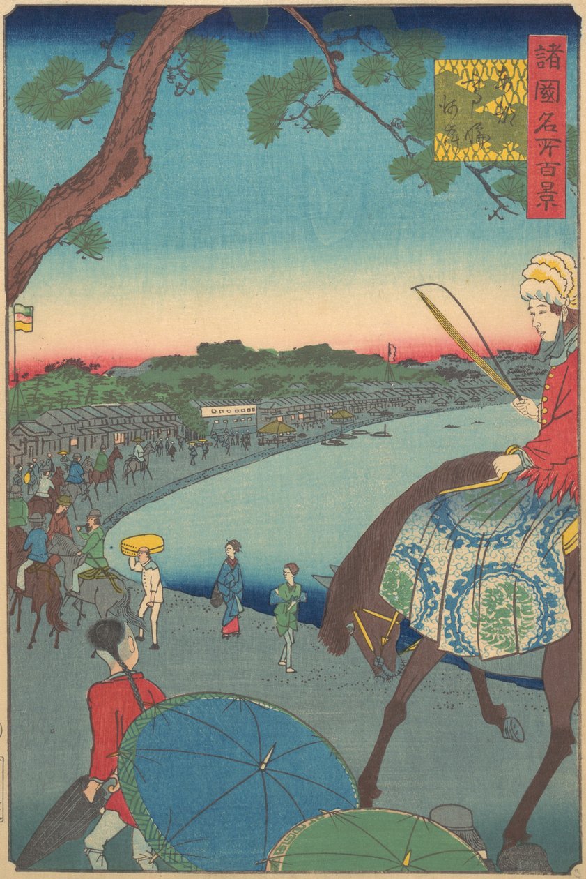Foreigners Riding Along the Coast at Takanawa in the Eastern Capital, 9th month, 1861 by Utagawa Hiroshige II