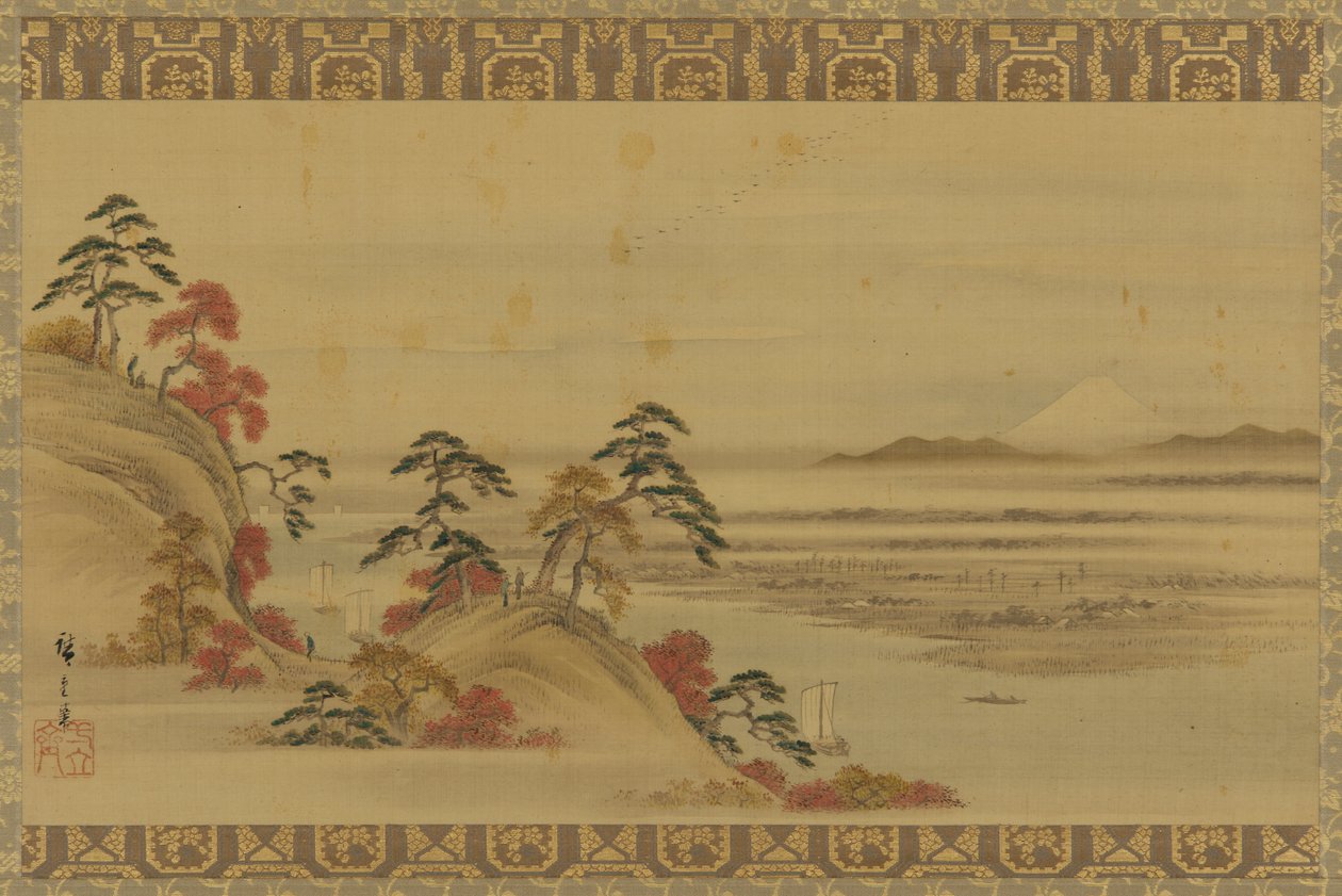 River Landscape: Red Foliage and Mount Fuji by Utagawa Hiroshige II