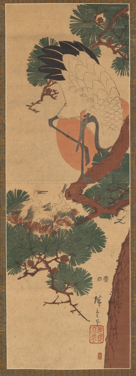 Stork, Sun, and Pine by Utagawa Hiroshige II
