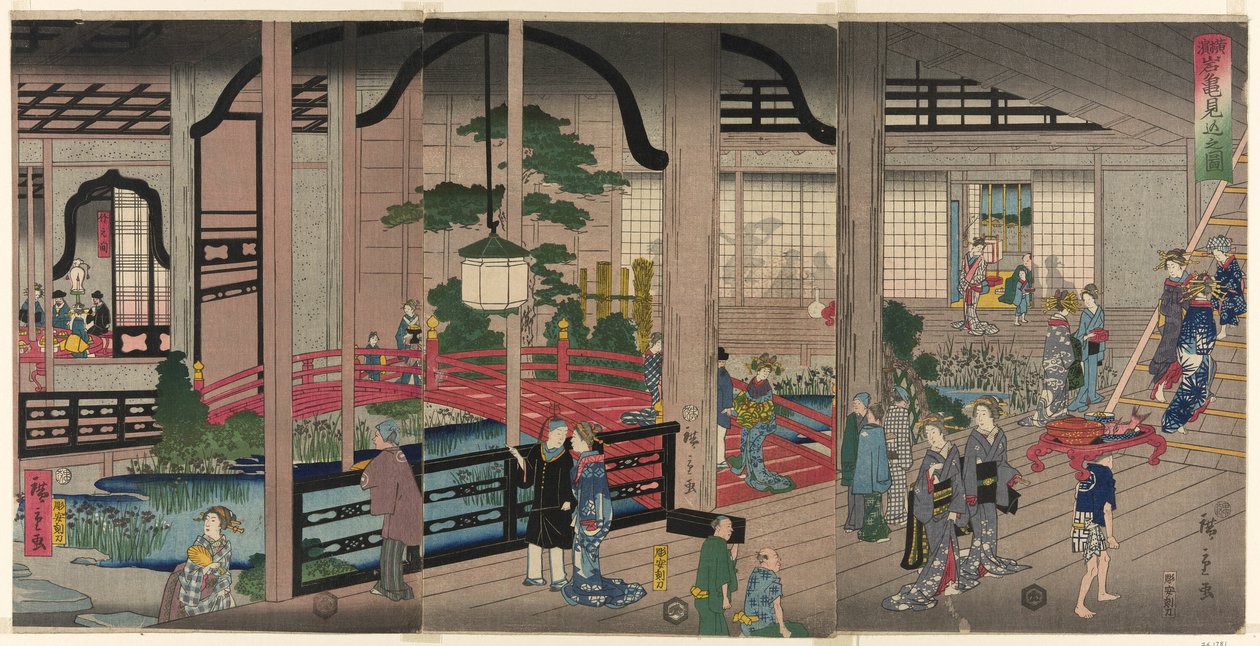 The Interior of the Gankiro in Yokohama by Utagawa Hiroshige II
