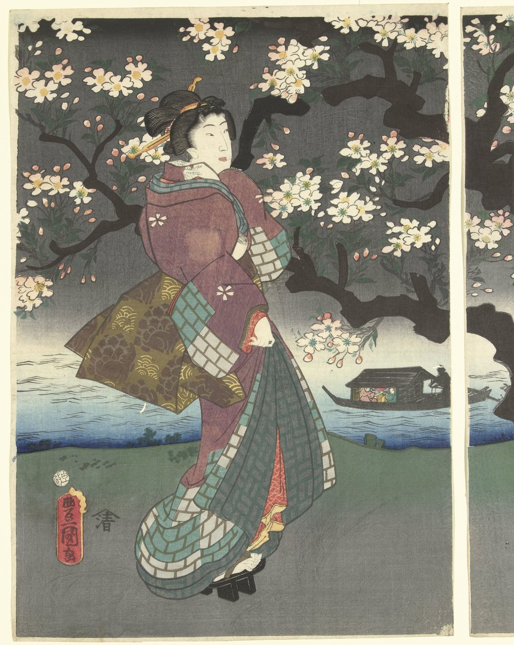 Evening Walk Along the River by Utagawa Kunisada (I)