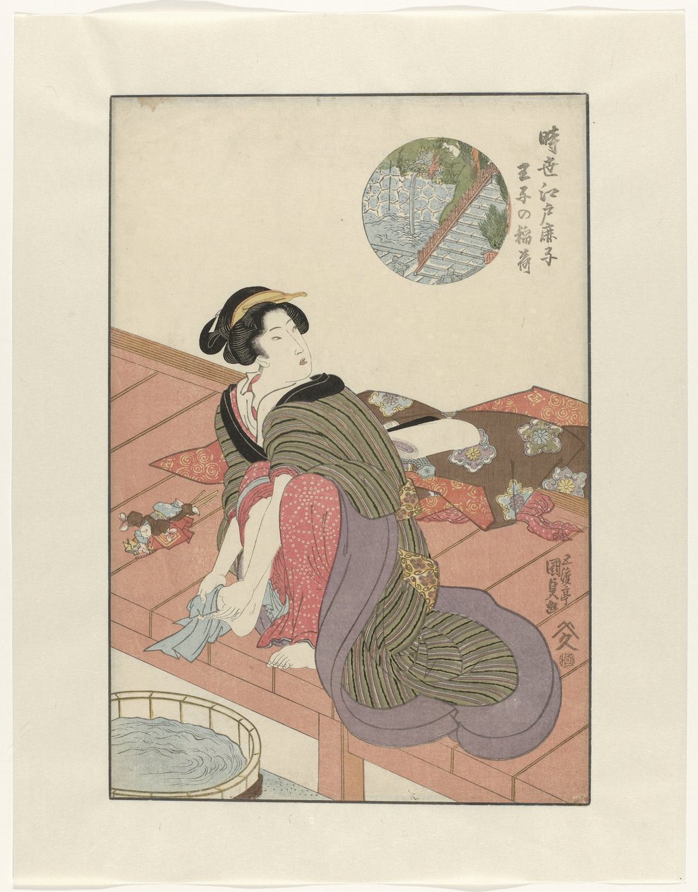 Inari Temple, Oji no Inari, Beauties from Edo, Jisei Edo Kanoko by Utagawa Kunisada (I)
