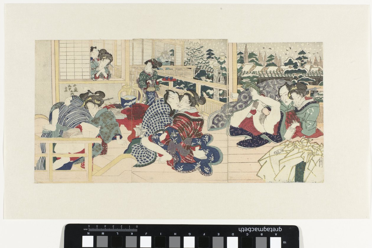 Lovers on Terrace in Winter by Utagawa Kunisada (I)