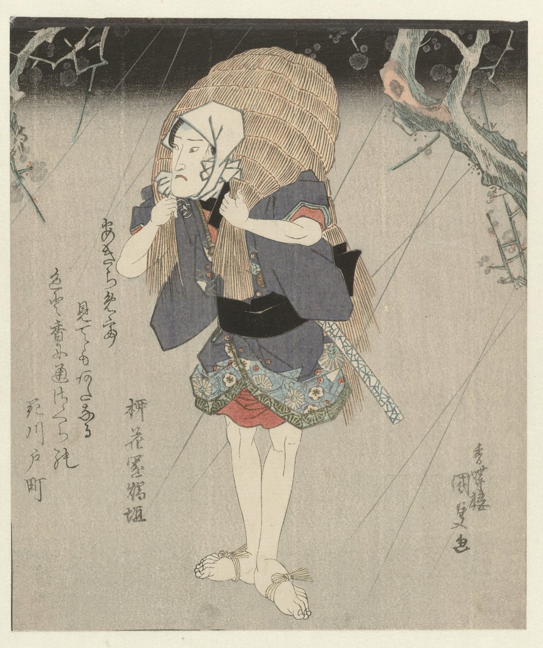 Man in Raincoat of Straw by Utagawa Kunisada (I)