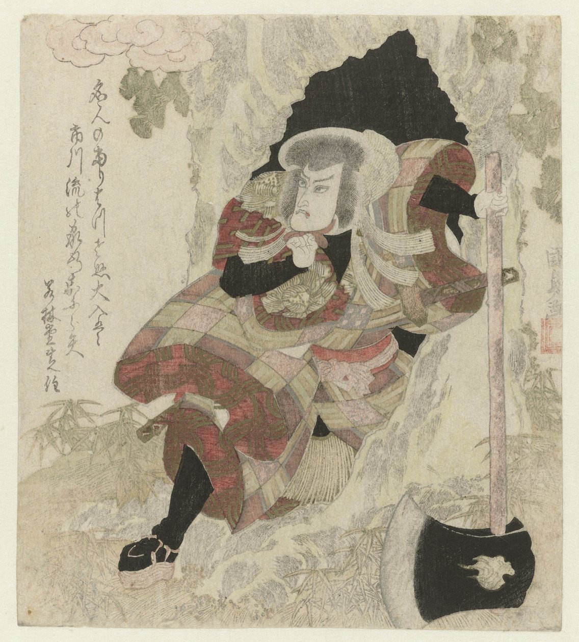 Man with Axe Stepping Out of a Tree by Utagawa Kunisada (I)