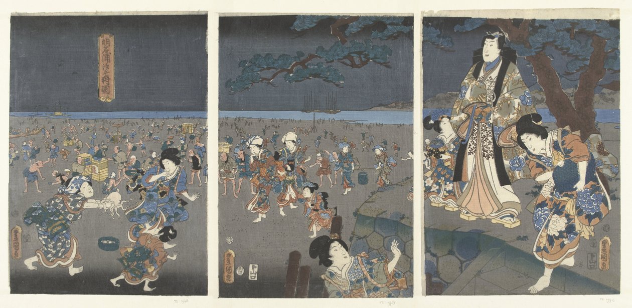 Shell Gathering on the Beach of Akashi by Utagawa Kunisada (I)