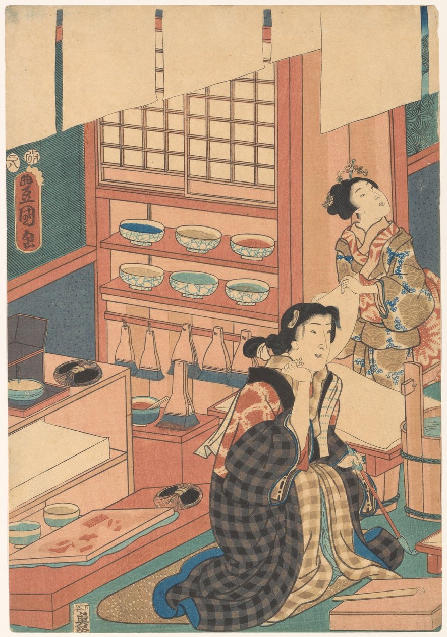 Women Making Prints (Left Part) by Utagawa Kunisada (I)