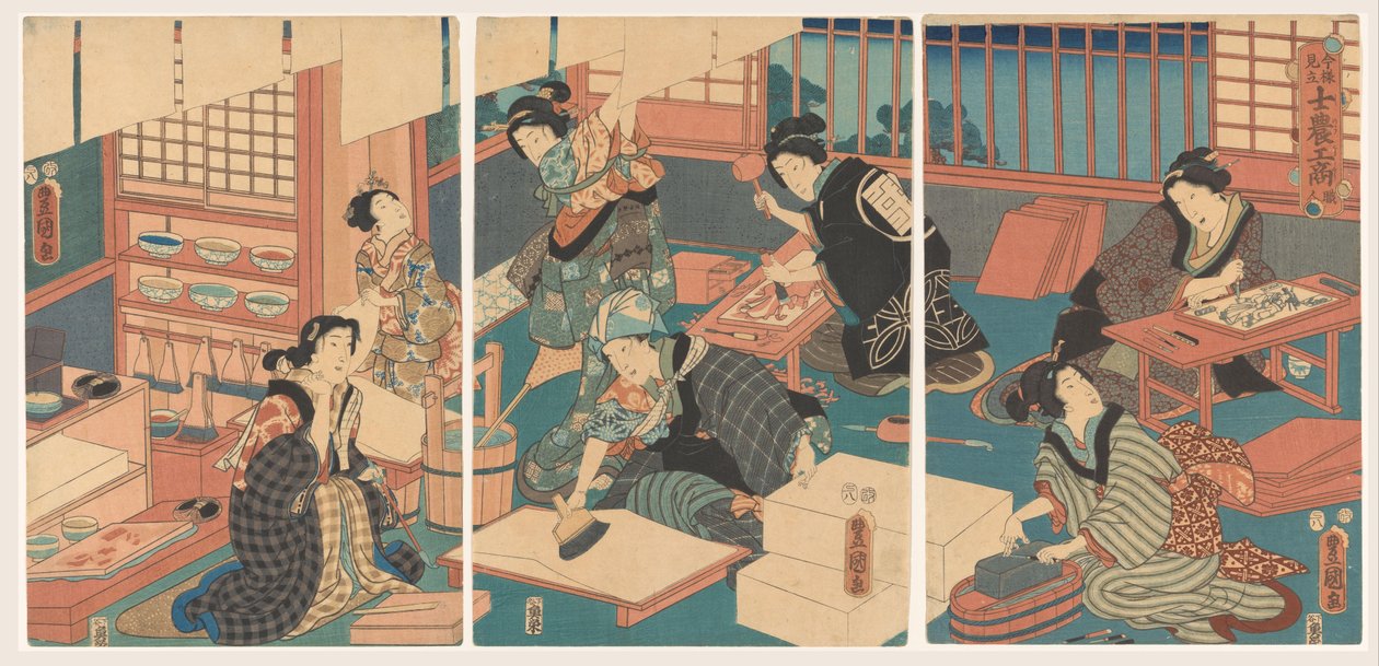 Women Making Prints by Utagawa Kunisada (I)