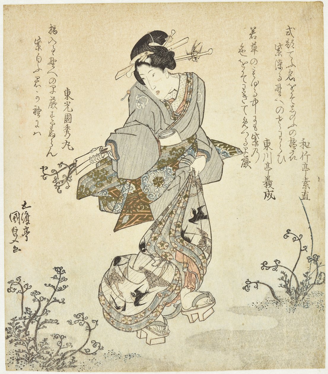 Woman Harvesting Ferns by Utagawa Kunisada