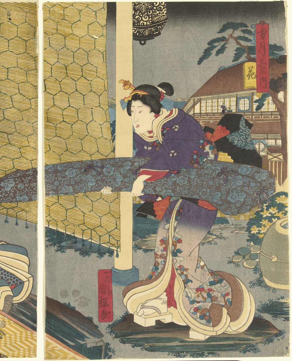 Flowers (title on object) Snow, Moon, and Flowers (series title) by Utagawa Kuniteru