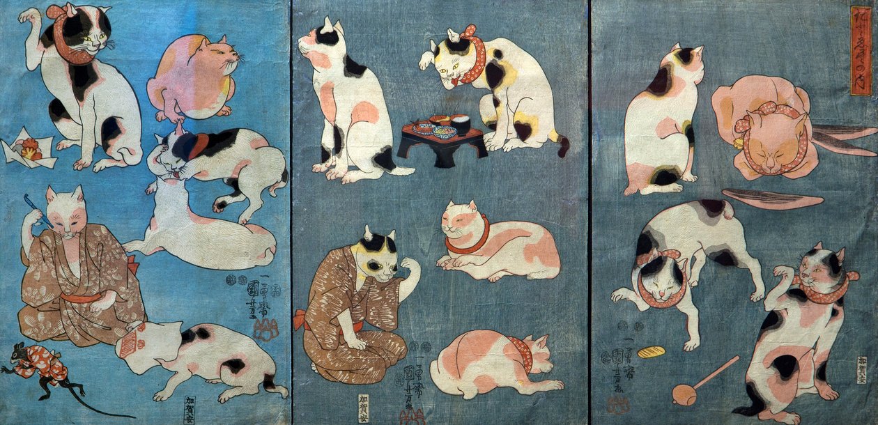 Proverbs Illustrated by Cats, c.1852 by Utagawa Kuniyoshi