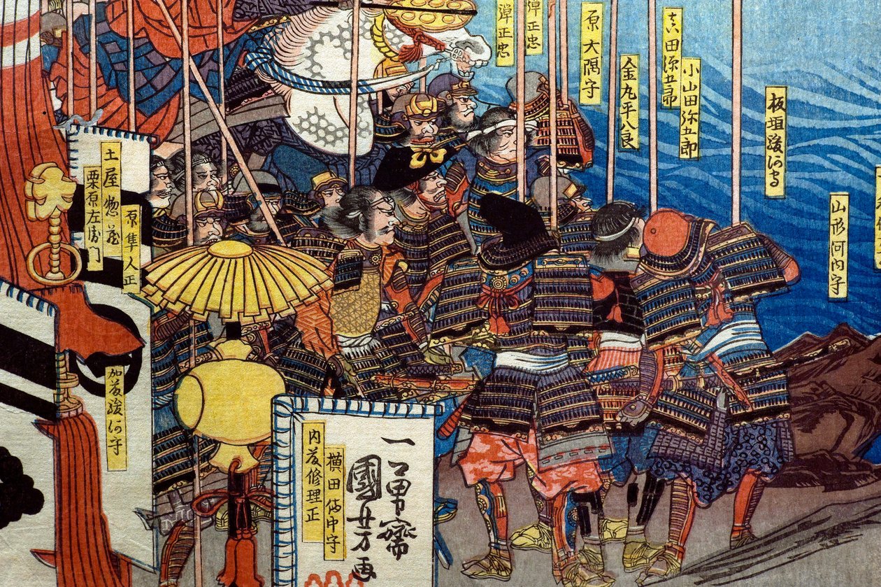 Takeda Shingen Crushes the Forces of Suwa Yorishige, c.1850-51 by Utagawa Kuniyoshi
