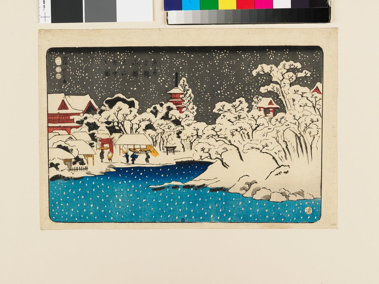View of Snow at Benten Hill, Kinryūzan Temple by Utagawa Kuniyoshi