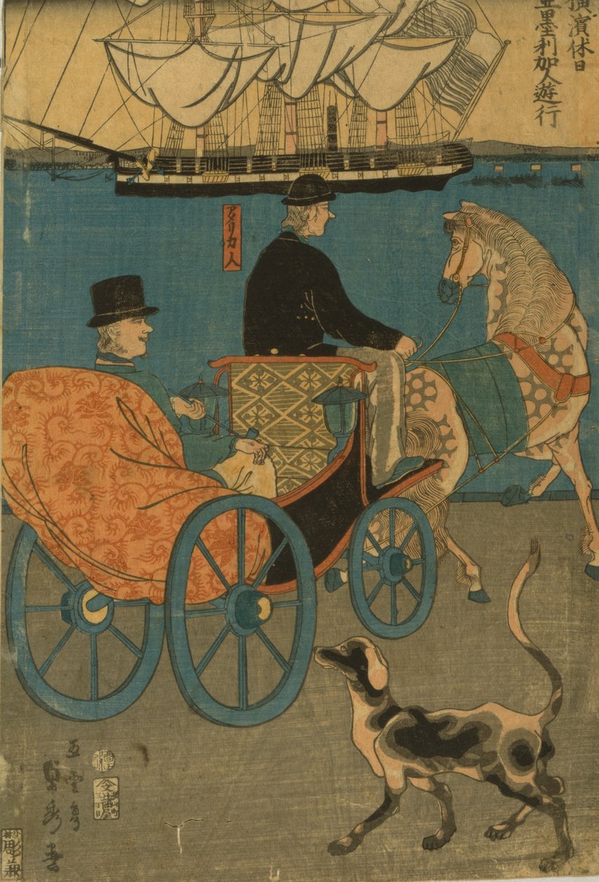 Americans Enjoying Sunday in Yokohama, 1861 by Utagawa Sadahide