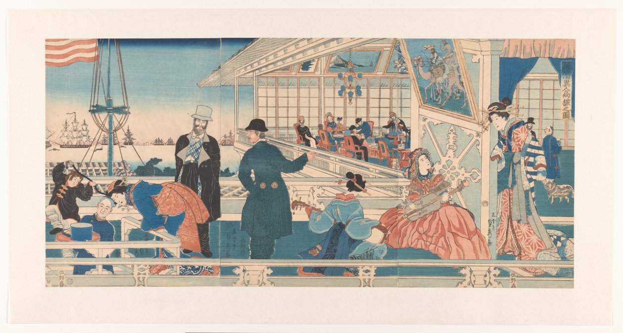 American Trading House in Yokohama by Utagawa Sadahide