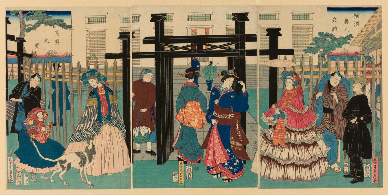Foreign Mercantile House in Yokohama by Utagawa Sadahide