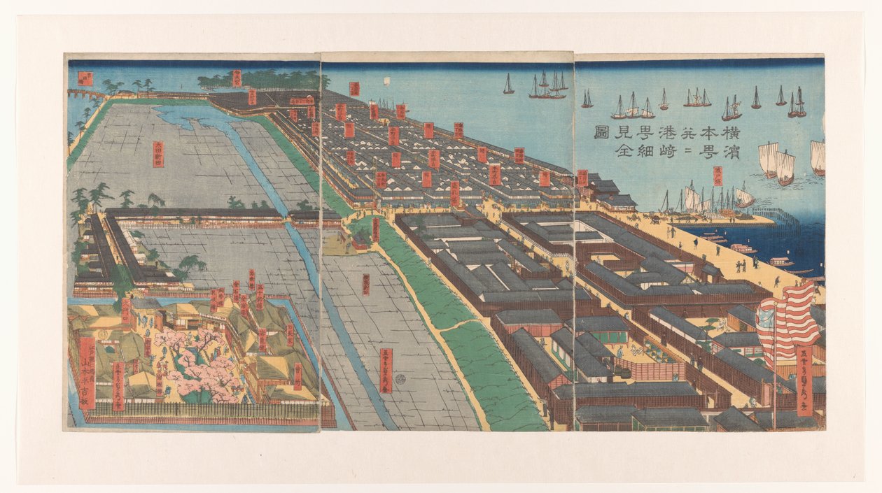 Overview of the Honcho District and the Miyozaki Quarter in Yokohama by Utagawa Sadahide